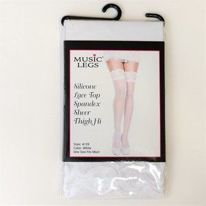 Women Thigh Hi, Tights, Stockings White Sheer fits 90-165 Lbs